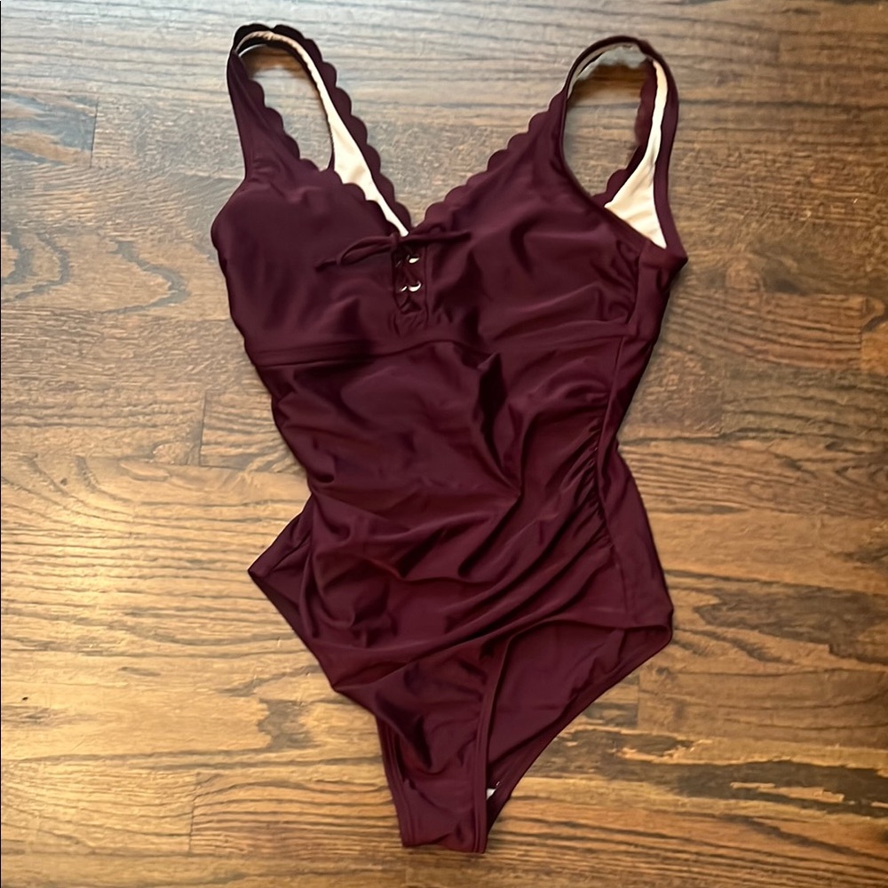 Kona Sol Red One Piece Swimsuit with Adjustable Straps
